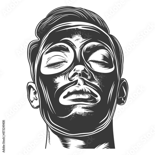 Portrait of a Man Wearing a Rubber Mask with Closed Eyes