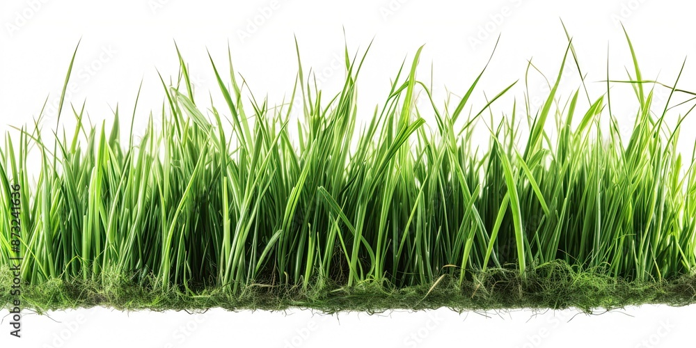 Fototapeta premium Row of Green Grass on White Background