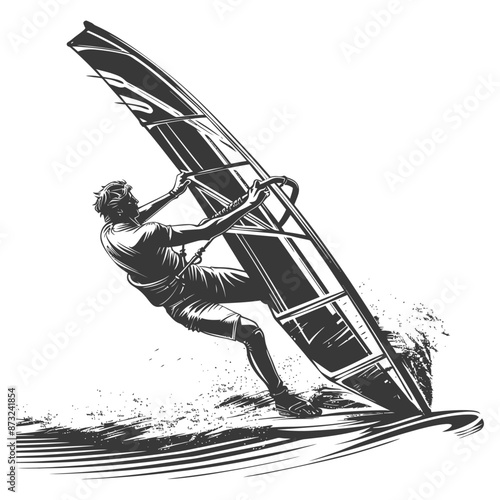 Windsurfer cutting through the waves with skill and grace