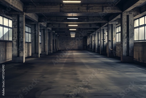 Wallpaper Mural Dark and Eerie Underground Parking Garage with Concrete Pillars and Windows Torontodigital.ca