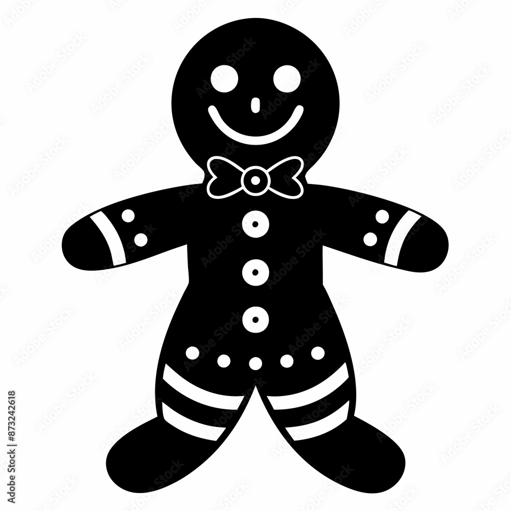 Boho Rustic Christmas Gingerbread man black vector silhouette Boho Rustic Christmas Gingerbread man black vector silhouette