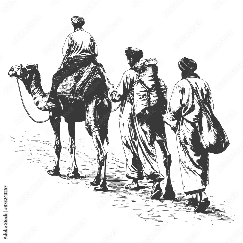 Fototapeta premium Men and Camel in the Desert