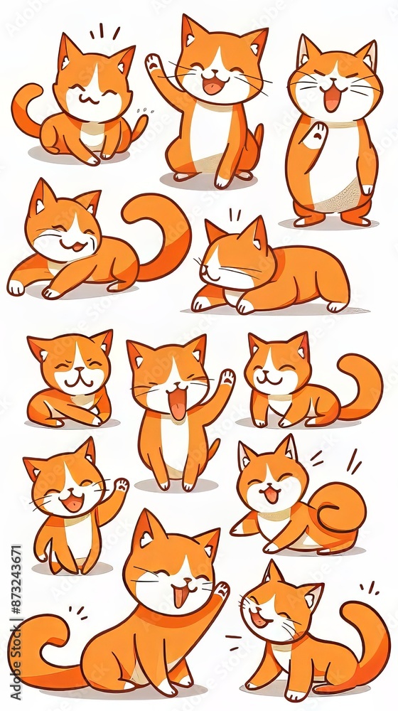 Obraz premium Adorable ginger cat in various amusing poses