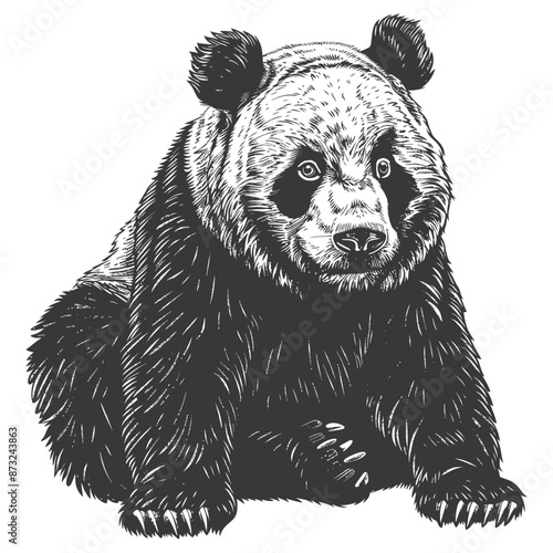 Adorable and Curious Giant Panda Sketch
