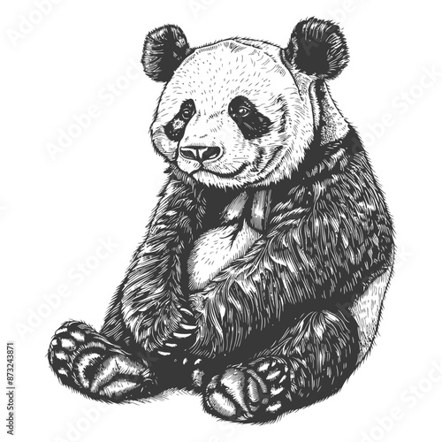 Adorable and Playful Panda Sketch