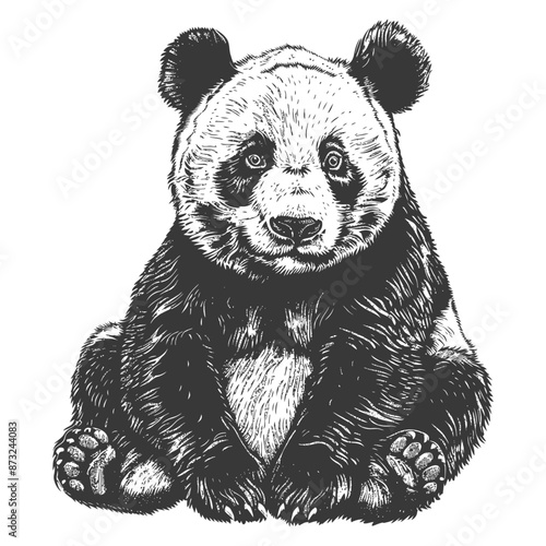 Adorable and Curious Hand-Drawn Panda Sketch