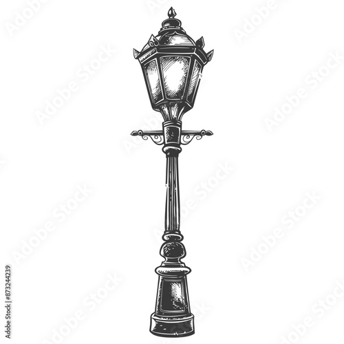 Ornate Vintage Victorian Style Street Lamp Post Sketch
