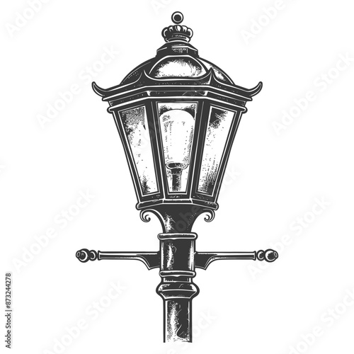 Vintage ornate detailed street lamp post sketch