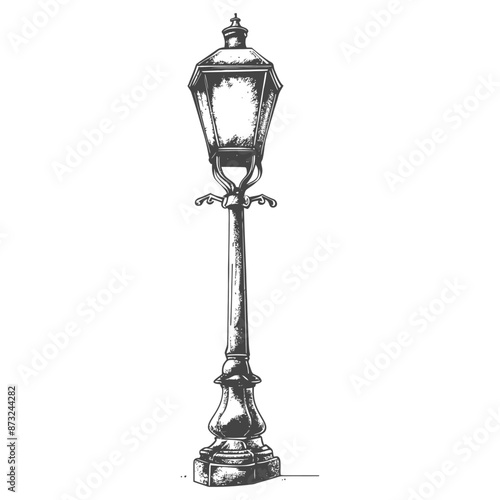 Vintage ornate detailed street lamp post drawing