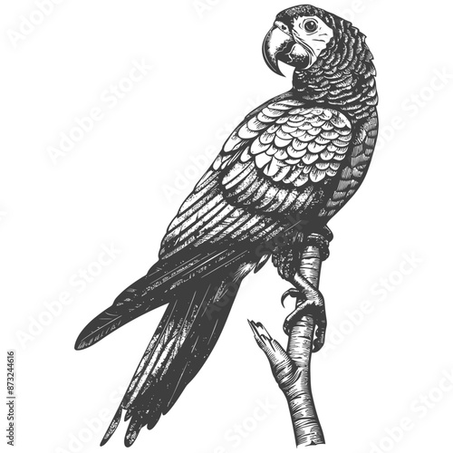 Detailed Vintage Parrot Sketch