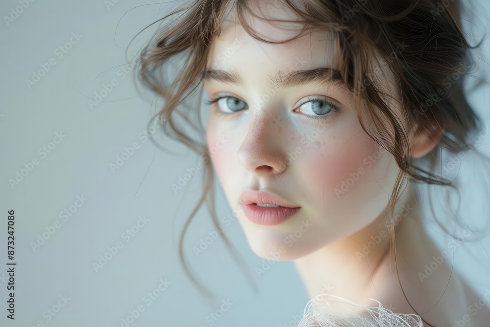 ethereal beauty portrait flawless skin soft focus dreamy lighting delicate features natural makeup serene expression capturing timeless elegance and inner radiance soft color palette ethereal beauty portrait flawless skin soft focus dreamy lighting delicate features natural makeup serene expression capturing timeless elegance and inner radiance soft color palette