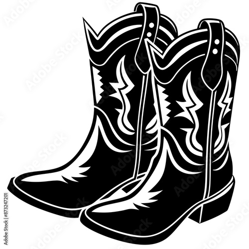 Cowboy boots, Cowgirl and Cowboy Boots Silhouette, Cowgirl boots vector black graphic illustration
