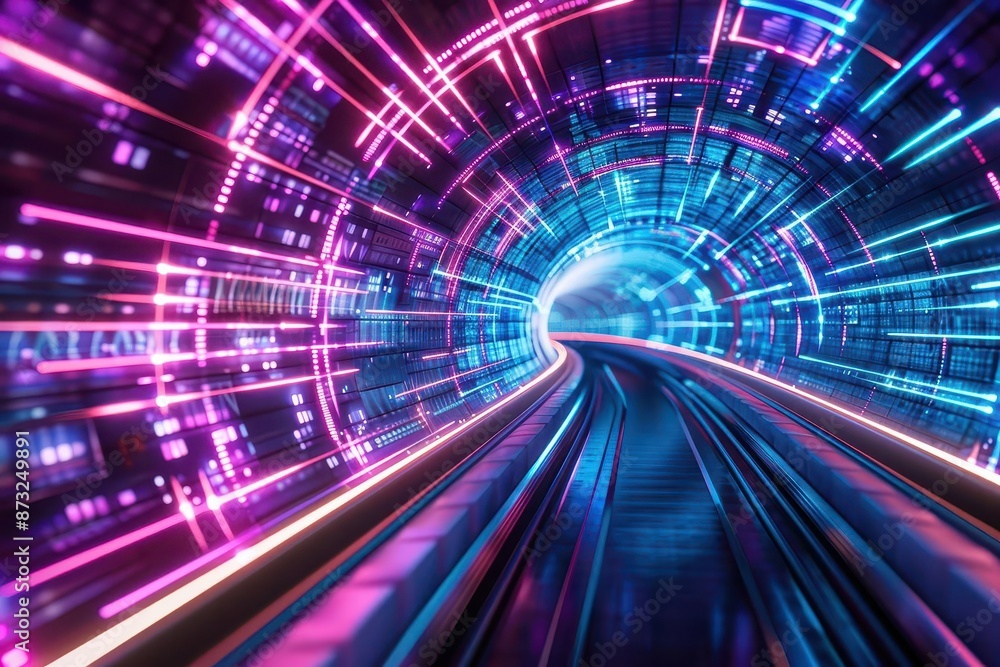 futuristic digital tunnel pulsing with vibrant neon lights data streams flowing through its core embodying the speed and connectivity of modern technology futuristic digital tunnel pulsing with vibrant neon lights data streams flowing through its core embodying the speed and connectivity of modern technology