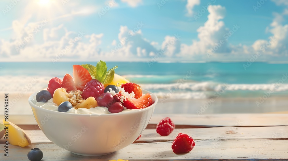 Fruit salad on the beach Fruit salad on the beach