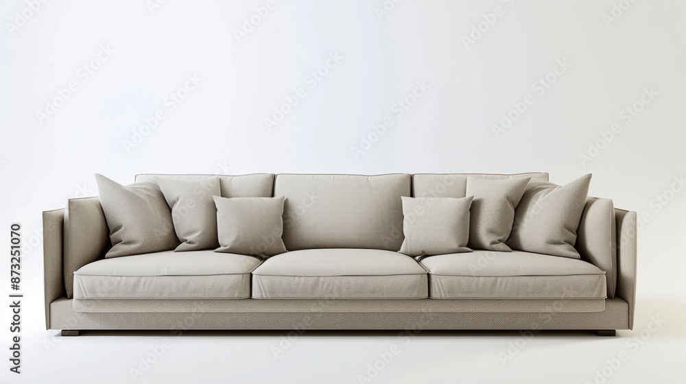 3D rendering of a modern living room featuring a sofa, isolated on a white background 3D rendering of a modern living room featuring a sofa, isolated on a white background