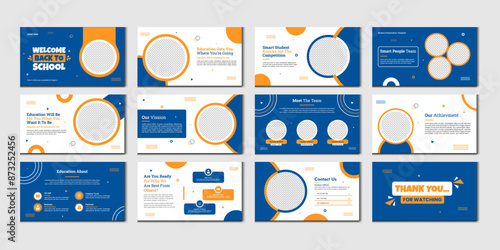 Education PowerPoint presentation slides template design. Use for modern keynote presentation background, brochure design, website slider, landing page, annual report, 