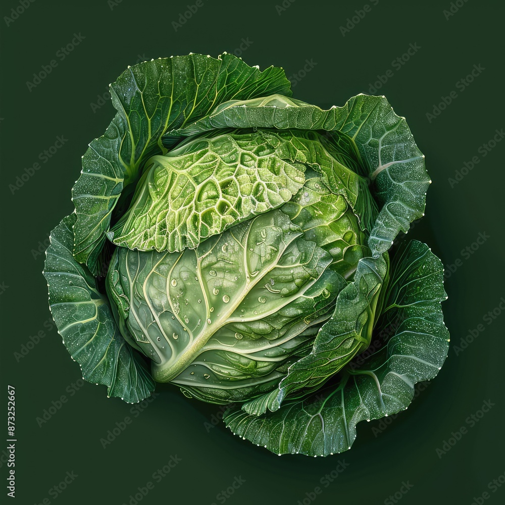 Fototapeta premium Cabbage Leaf Close-Up: Natural Green Beauty