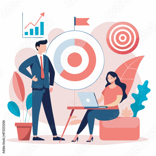 Discussion about new business plan, Business meeting teamwork and communication concept. Vector illustration.