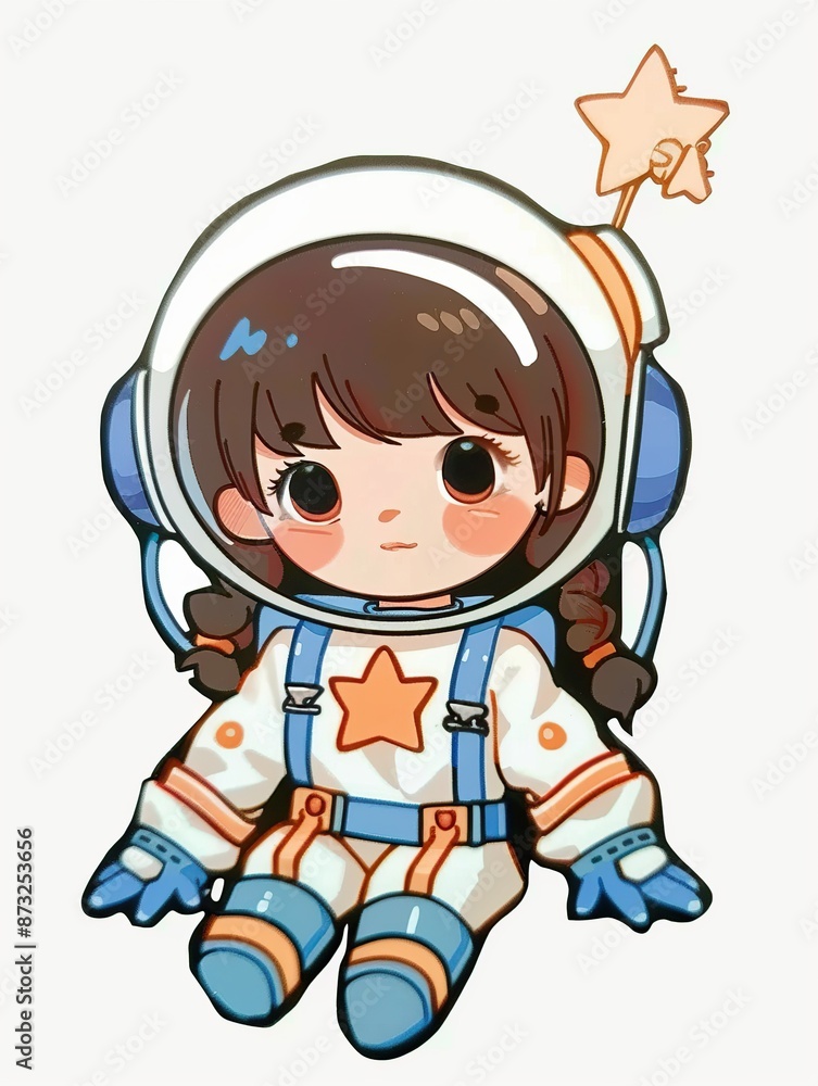 Adorable Kid Astronaut in Spacesuit Illustration Adorable Kid Astronaut in Spacesuit Illustration