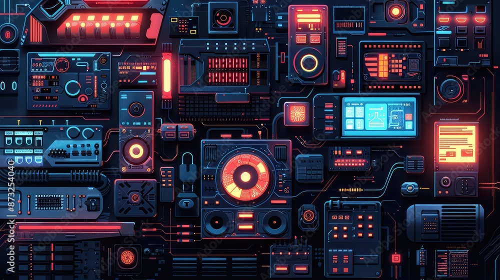 Neon-Drenched Cyberpunk Elements Neon-Drenched Cyberpunk Elements