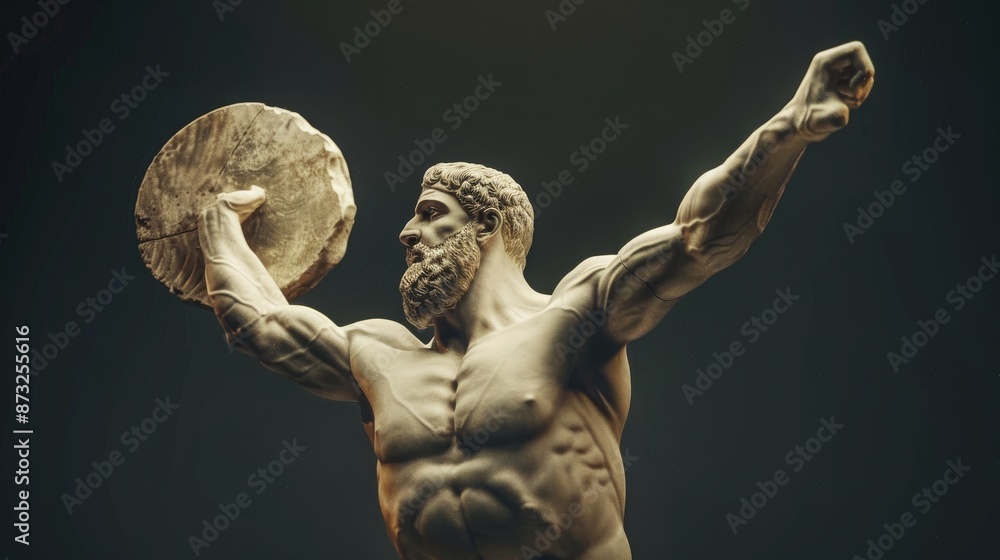 ancient Greek Olympian hurling a discus wide angle ilustración de Stock ...