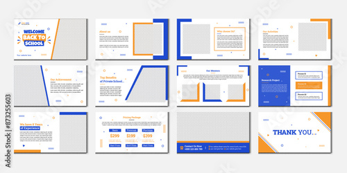 Education PowerPoint presentation slides template design. Use for modern keynote presentation background, brochure design, website slider, landing page, annual report, 