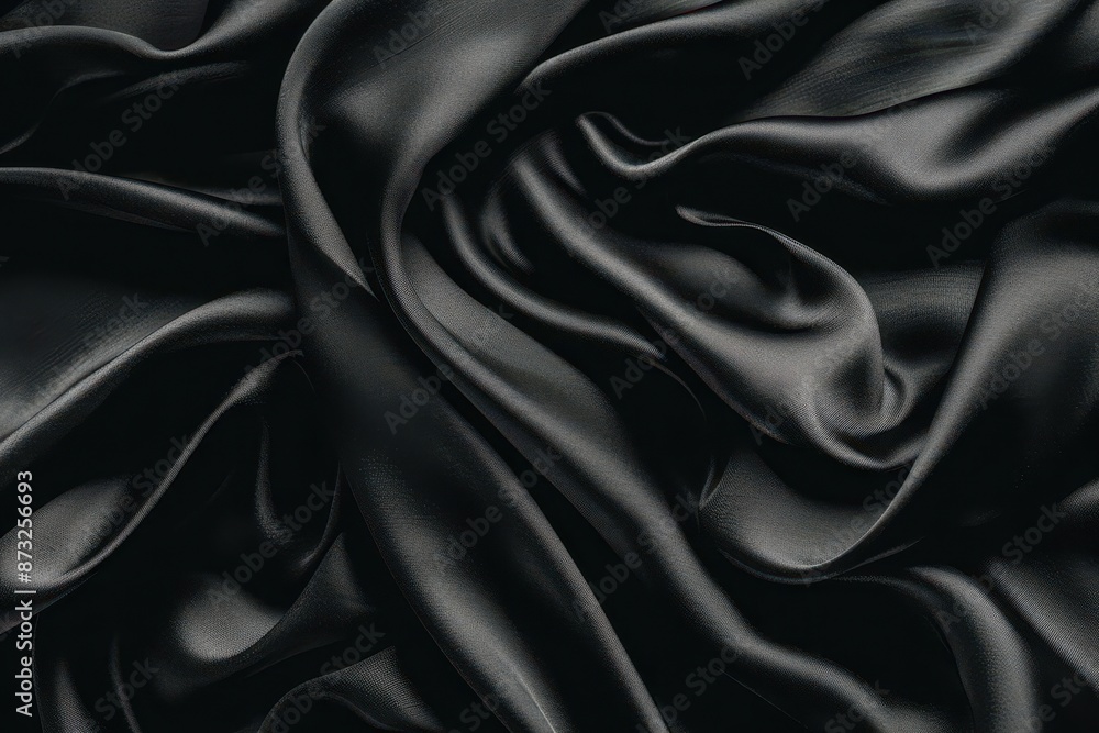 luxurious black silk fabric draped elegantly subtle sheen deep folds creating intricate shadows rich texture luxurious black silk fabric draped elegantly subtle sheen deep folds creating intricate shadows rich texture