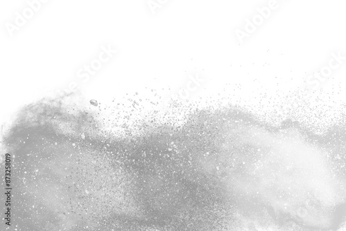 White powder explosion on black background. Colored cloud. Colorful dust explode. Paint Holi.