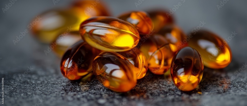 A stack of orange pills on a gray surface, with one pill elevated in the center A stack of orange pills on a gray surface, with one pill elevated in the center