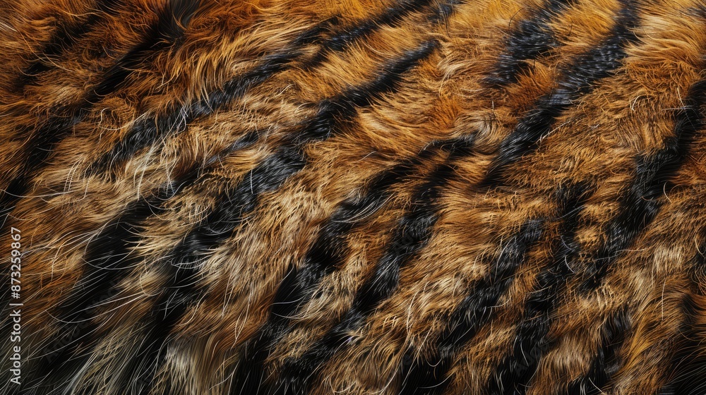 High-quality close-up of tiger fur, capturing the fine details and vibrant colors of the majestic animal's coat High-quality close-up of tiger fur, capturing the fine details and vibrant colors of the majestic animal's coat