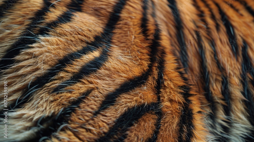 High-quality close-up of tiger fur, capturing the fine details and vibrant colors of the majestic animal's coat High-quality close-up of tiger fur, capturing the fine details and vibrant colors of the majestic animal's coat