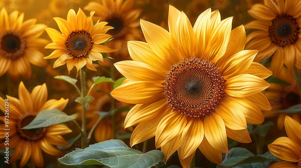 Bold sunflower pattern in sunny yellow hues, symbolizing happiness and vitality. , Minimalism, Bold sunflower pattern in sunny yellow hues, symbolizing happiness and vitality. , Minimalism,