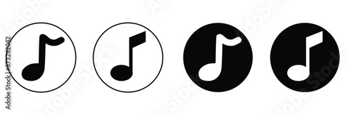 Music notes icons set. Black notes symbol on white background - stock vector on  white background.