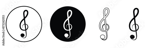 Music notes icons set. Black notes symbol on white background - stock vector on  white background.