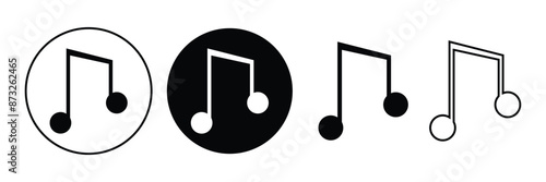 Music notes icons set. Black notes symbol on white background - stock vector on  white background.