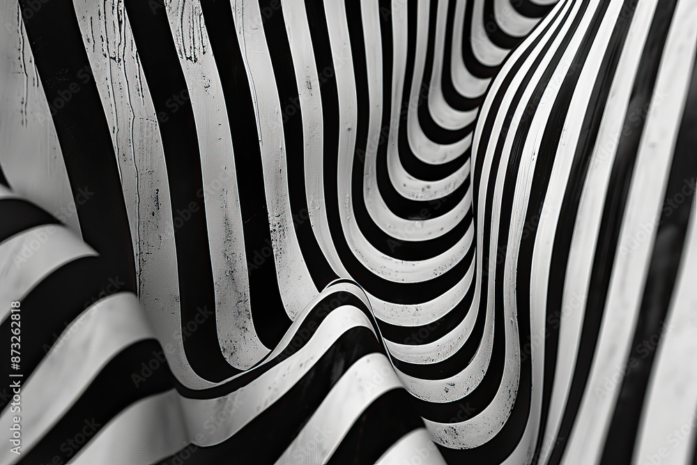 Fototapeta premium Abstract background, black and white lines with a chaotic pattern