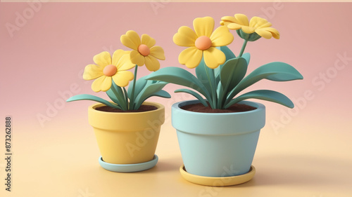 clay 3d plant and flowers