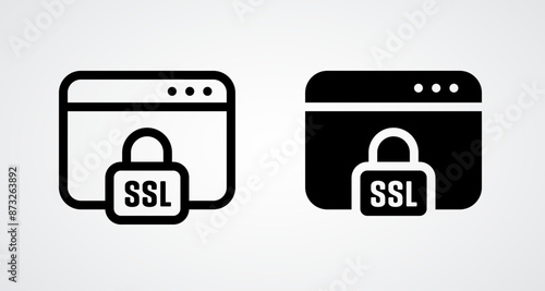 SSL encryption icon. Secure ssl with browser window. Easy editable vector design.