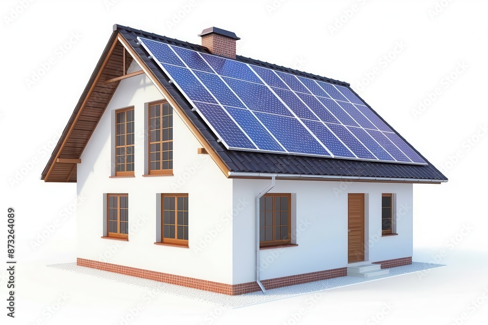 modern house with photovoltaic solar panels on roof sustainable energy concept 3d illustration modern house with photovoltaic solar panels on roof sustainable energy concept 3d illustration