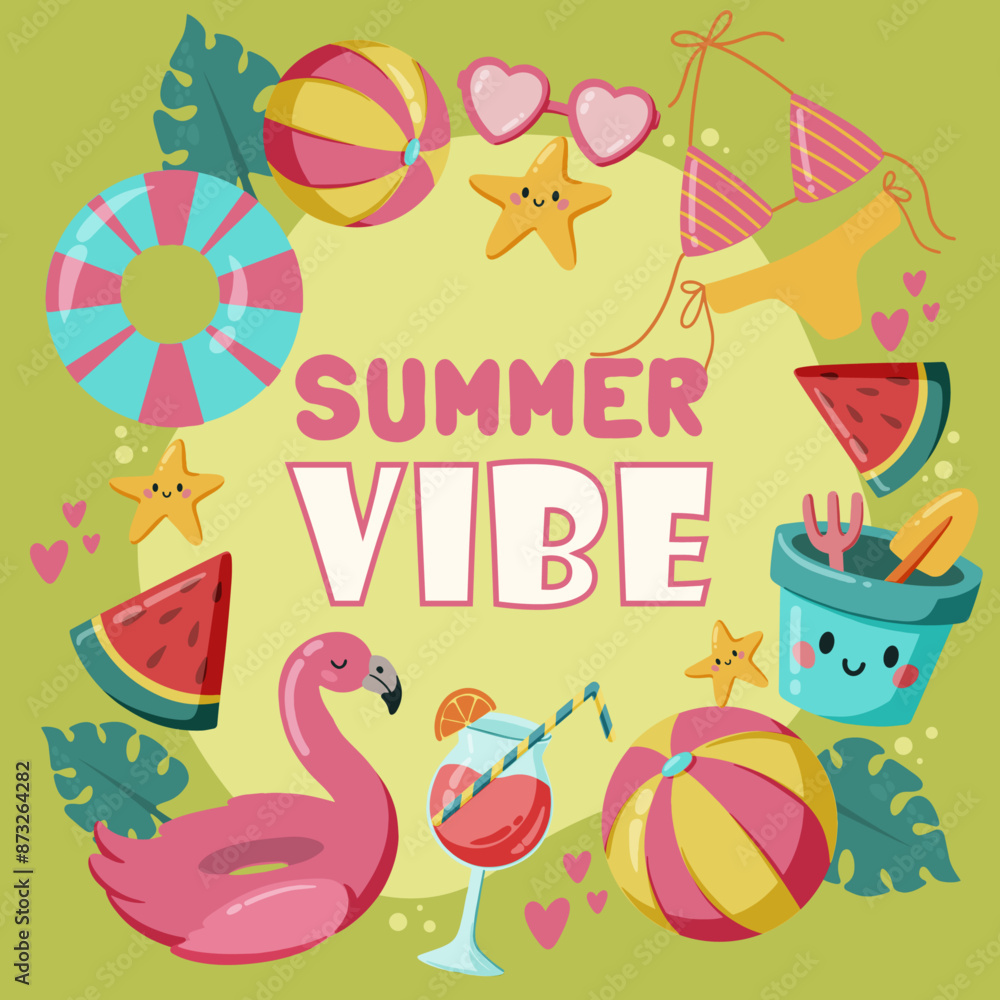 Summer sale banner with cute Hand drawn fruits and and lettering Summer sale banner with cute Hand drawn fruits and and lettering