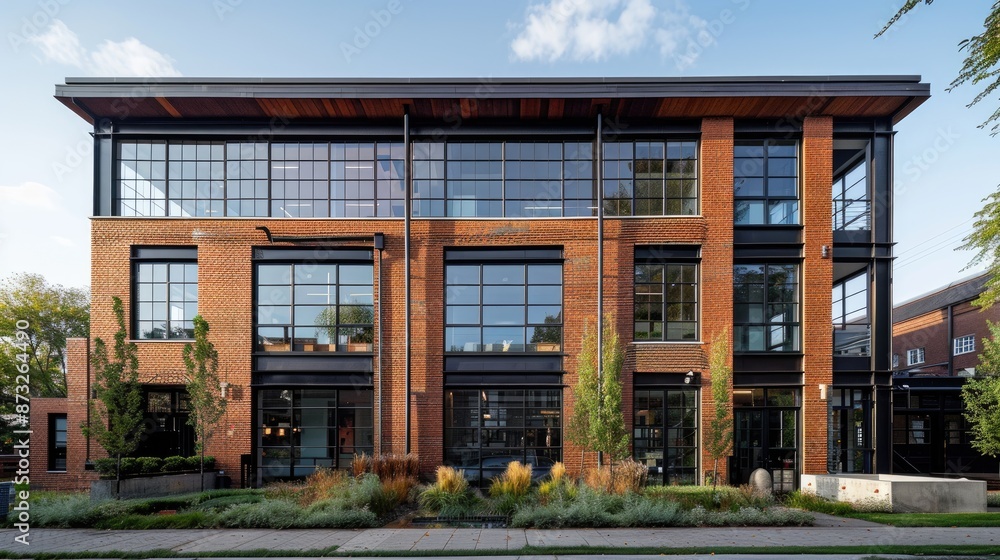 Renovated factory building turned into modern loft apartments. Renovated factory building turned into modern loft apartments.