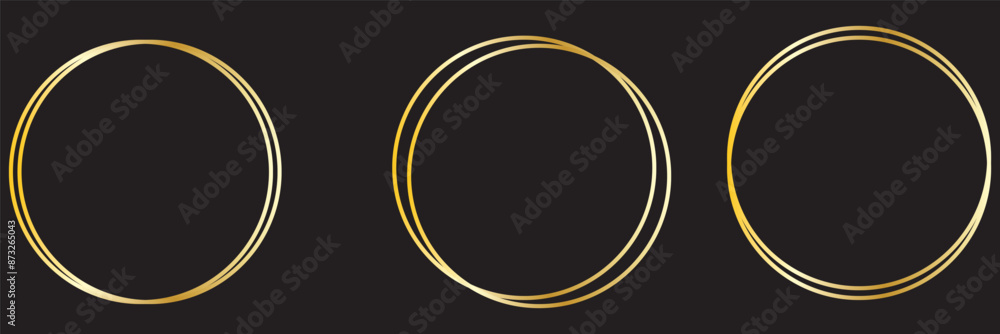 Round shiny frames with glowing effects. Set of three gold, silver and rose gold round frames with shadows on transparent background. Vector illustration Round shiny frames with glowing effects. Set of three gold, silver and rose gold round frames with shadows on transparent background. Vector illustration