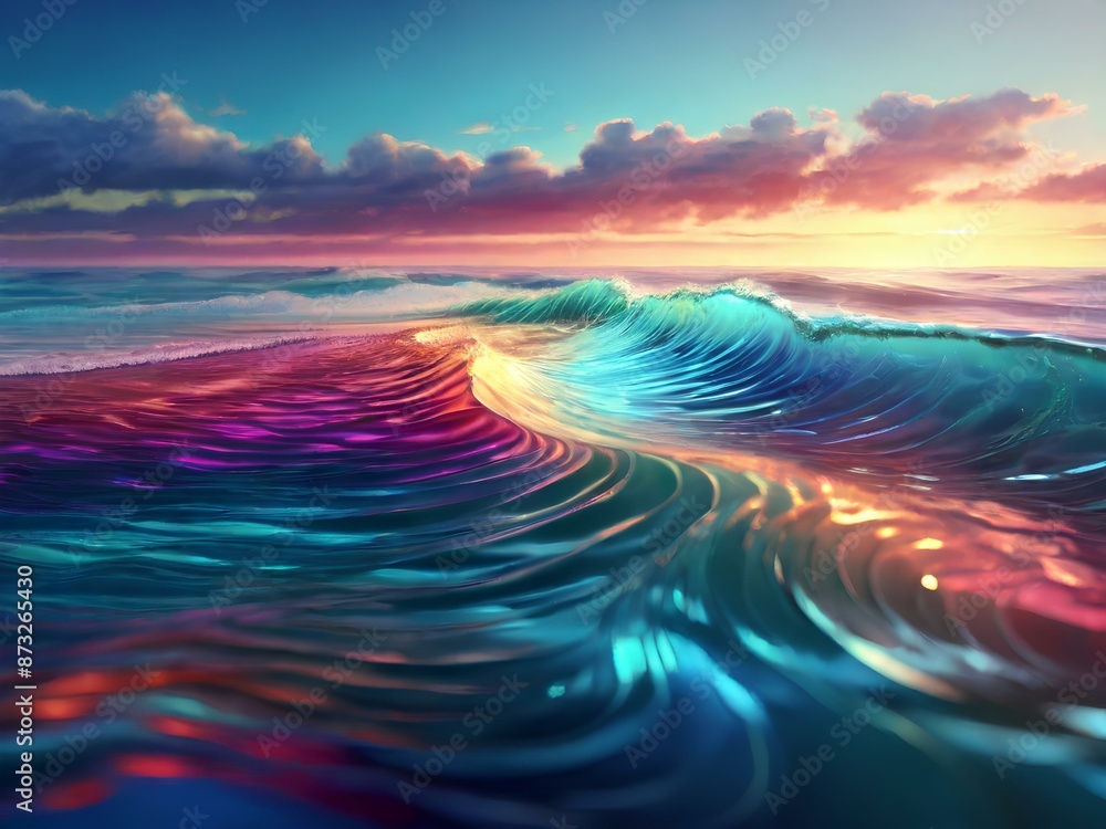 Obraz premium Waves at sunset