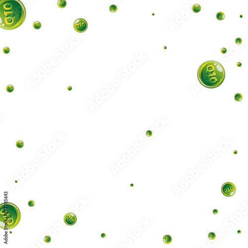 Vitamin Q10 round capsules scattered randomly.