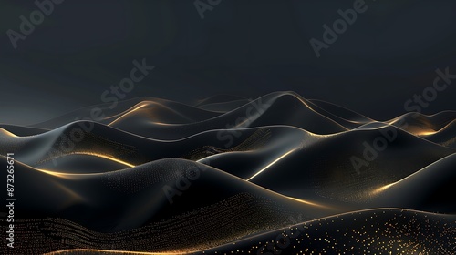 Luxury black background with golden waves, minimalistic and elegant, ultra HD high quality photo