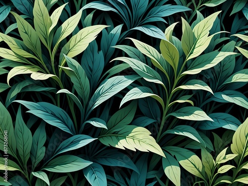 Wallpaper Mural Lush green leaves with deep shadows. Torontodigital.ca