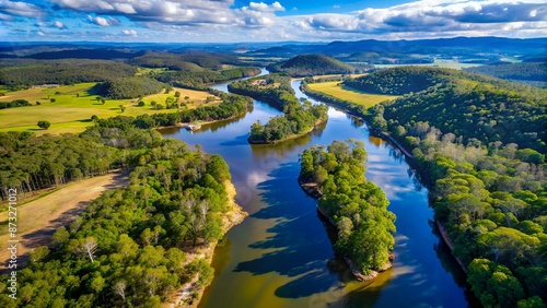 An aerial view of Mann River Nature Reserve in Diehard, Australia