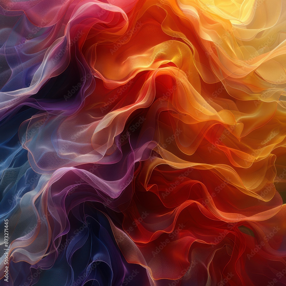 Obraz premium Colorful Diversity Symphony - Abstract Digital Artwork with Translucent Layers\