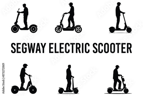 Segway electric scooter silhouette vector