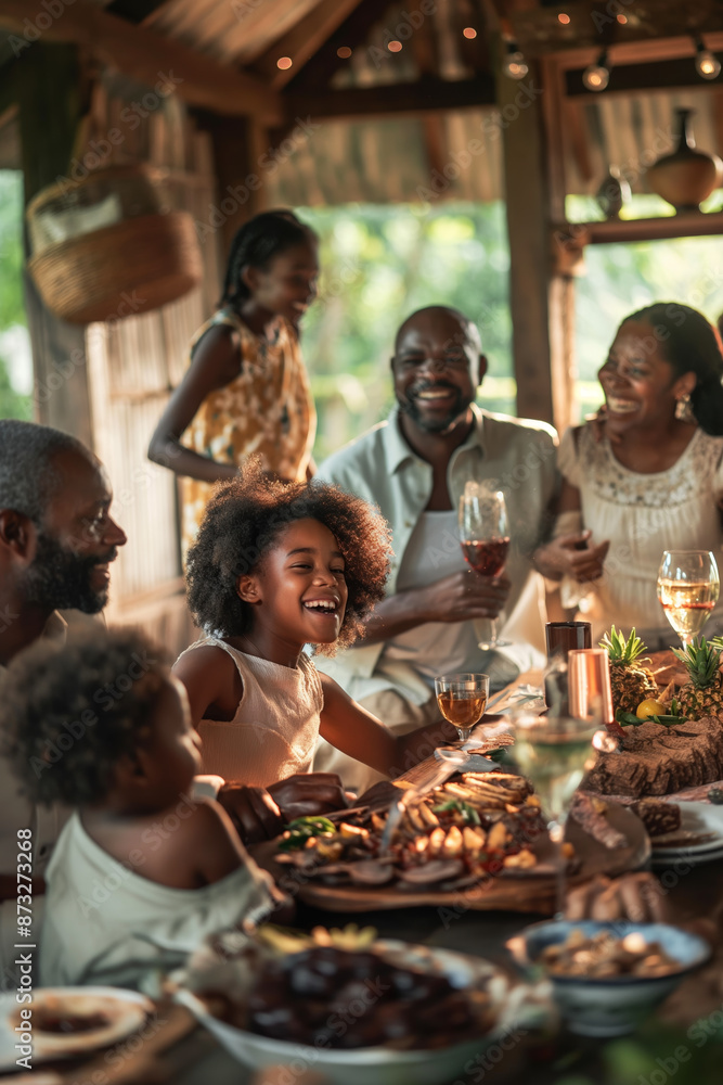Joyful Family Gathering Around a Rustic Dinner Table Celebrating and Sharing Moments Joyful Family Gathering Around a Rustic Dinner Table Celebrating and Sharing Moments